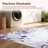 Ultra Soft Area Rug, Non Slip, Stain Resistant, Washable Area Rugs for Living Room, Bedroom, Artistic Floral Swirl Aesthetic(Purple)