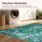 Ultra Soft Area Rug, Non Slip, Stain Resistant, Washable Area Rugs for Living Room, Bedroom, Vintage Medallion Rustic Charm(Blue)