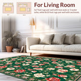Ultra Soft Area Rug, Non Slip, Stain Resistant, Washable Area Rugs for Living Room, Bedroom, Vivid Nature-Inspired Artistry(Green)