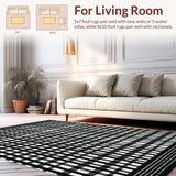 Ultra Soft Area Rug, Non Slip, Stain Resistant, Washable Area Rugs for Living Room, Bedroom, Modern Farmhouse Striped Area Rug for Entryway Decor(Black)