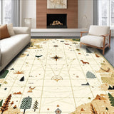 Beige Camper Journey with Vintage Map Elements and Woodland Creature Accents(Beige)