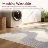 Ultra Soft Area Rug, Non Slip, Stain Resistant, Washable Area Rugs for Living Room, Bedroom, Sophisticated Muted Geometric Motif(Beige)