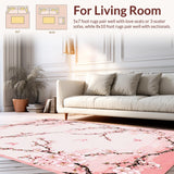 Ultra Soft Area Rug, Non Slip, Stain Resistant, Washable Area Rugs for Living Room, Bedroom, Elegant Floral Garden Inspiration(Pink)