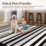 Ultra Soft Area Rug, Non Slip, Stain Resistant, Washable Area Rugs for Living Room, Bedroom, Graphic Linear Bar Rug With Striking Black And White Band Contrast(Gray)