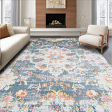 Ultra Soft Area Rug, Non Slip, Stain Resistant, Washable Area Rugs for Living Room, Bedroom, Elegant Earthy Palette Floral Style(Gray)