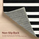 Ultra Soft Area Rug, Non Slip, Stain Resistant, Washable Area Rugs for Living Room, Bedroom, Striped Modern Rug(Black)