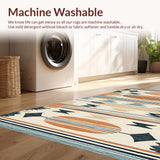 Ultra Soft Area Rug, Non Slip, Stain Resistant, Washable Area Rugs for Living Room, Bedroom, Rustic Beach Vibe Motif(Orange)