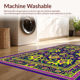 Ultra Soft Area Rug, Non Slip, Stain Resistant, Washable Area Rugs for Living Room, Bedroom, Striking Earthy Multicolor Swirls(Purple)