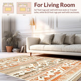 Ultra Soft Area Rug, Non Slip, Stain Resistant, Washable Area Rugs for Living Room, Bedroom, Chic Tiled Geometric Arrangement(Brown)