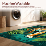 Ultra Soft Area Rug, Non Slip, Stain Resistant, Washable Area Rugs for Living Room, Bedroom, Elegant Green Floral Ethnic Style(Orange)