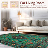 Ultra Soft Area Rug, Non Slip, Stain Resistant, Washable Area Rugs for Living Room, Bedroom, Elegant Distressed Floral Arrangement(Green)