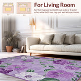 Ultra Soft Area Rug, Non Slip, Stain Resistant, Washable Area Rugs for Living Room, Bedroom, Chic Transitional Symmetrical Waves(Purple)