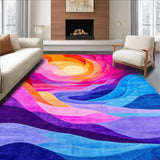 Ultra Soft Area Rug, Non Slip, Stain Resistant, Washable Area Rugs for Living Room, Bedroom, Playful Rainbow Swirl Aesthetic(Orange)