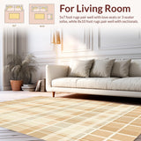 Ultra Soft Area Rug, Non Slip, Stain Resistant, Washable Area Rugs for Living Room, Bedroom, Beige Area Modern Geometric Plaid(Beige)
