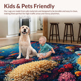 Ultra Soft Area Rug, Non Slip, Stain Resistant, Washable Area Rugs for Living Room, Bedroom, Marine Life Rug, Ocean Scene Carpet(Blue)