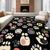 Ultra Soft Area Rug, Non Slip, Stain Resistant, Washable Area Rugs for Living Room, Bedroom, Cute Child-Friendly Paw Design(Black)