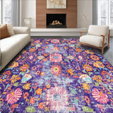 Ultra Soft Area Rug, Non Slip, Stain Resistant, Washable Area Rugs for Living Room, Bedroom, Playful Vintage Trellis Effect(Purple)