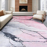 Ultra Soft Area Rug, Non Slip, Stain Resistant, Washable Area Rugs for Living Room, Bedroom, Chic Gray and Pink Geometric Aesthetic(Pink)