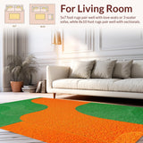 Ultra Soft Area Rug, Non Slip, Stain Resistant, Washable Area Rugs for Living Room, Bedroom, Colorful Abstract Kids Playroom Non-Shedding Carpet(Orange)