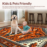 Ultra Soft Area Rug, Non Slip, Stain Resistant, Washable Area Rugs for Living Room, Bedroom, Vibrant Circular Rustic Cowboy Pattern(Orange)