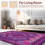 Ultra Soft Area Rug, Non Slip, Stain Resistant, Washable Area Rugs for Living Room, Bedroom, Striking Layered Symmetrical Design(Purple)