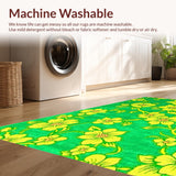 Ultra Soft Area Rug, Non Slip, Stain Resistant, Washable Area Rugs for Living Room, Bedroom, Elegant Botanical Round Design(Green)