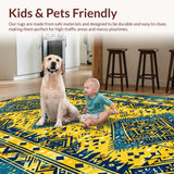 Ultra Soft Area Rug, Non Slip, Stain Resistant, Washable Area Rugs for Living Room, Bedroom, Geometric Boho Yellow Living Room Non-Slip Rug(Yellow)