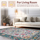 Ultra Soft Area Rug, Non Slip, Stain Resistant, Washable Area Rugs for Living Room, Bedroom, Chic Vintage Floral Arrangement(Gray)