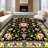 Ultra Soft Area Rug, Non Slip, Stain Resistant, Washable Area Rugs for Living Room, Bedroom, Artistic Modern Botanical Statement Piece(Black)
