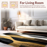 Ultra Soft Area Rug, Non Slip, Stain Resistant, Washable Area Rugs for Living Room, Bedroom, Farmhouse Rustic Rug with Black and Gold Elements(Gold)
