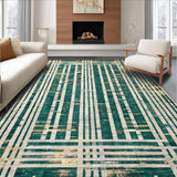 Ultra Soft Area Rug, Non Slip, Stain Resistant, Washable Area Rugs for Living Room, Bedroom, Black and White Striped Rug Machine Washable Abstract Animal Design(Green)