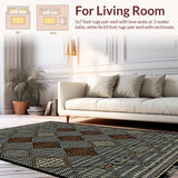Ultra Soft Area Rug, Non Slip, Stain Resistant, Washable Area Rugs for Living Room, Bedroom, Subtle Modern Lattice Texture(Gray)