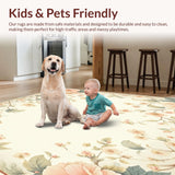 Ultra Soft Area Rug, Non Slip, Stain Resistant, Washable Area Rugs for Living Room, Bedroom, Pastel Floral Blossom Area with Vintage Inspired Botanical Design(Beige)