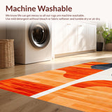 Ultra Soft Area Rug, Non Slip, Stain Resistant, Washable Area Rugs for Living Room, Bedroom, Chic Modern Organic Shapes(Orange)