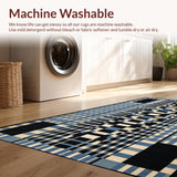 Ultra Soft Area Rug, Non Slip, Stain Resistant, Washable Area Rugs for Living Room, Bedroom, Contemporary Stained Patterned Surface(Blue)