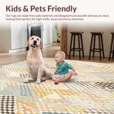 Ultra Soft Area Rug, Non Slip, Stain Resistant, Washable Area Rugs for Living Room, Bedroom, Abstract Rhombus Contemporary Beige Geometric Area(Yellow)