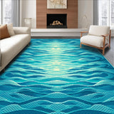 Ultra Soft Area Rug, Non Slip, Stain Resistant, Washable Area Rugs for Living Room, Bedroom, Serene Blue Aquatic Elegance(Blue)