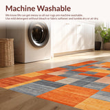 Ultra Soft Area Rug, Non Slip, Stain Resistant, Washable Area Rugs for Living Room, Bedroom, Sophisticated Abstract Linear Elements(Orange)