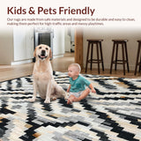 Ultra Soft Area Rug, Non Slip, Stain Resistant, Washable Area Rugs for Living Room, Bedroom, Modern Graphic Chevron Pattern Rug with Stark Black and White Bands(Black)