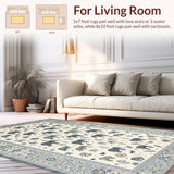 Ultra Soft Area Rug, Non Slip, Stain Resistant, Washable Area Rugs for Living Room, Bedroom, Vibrant Grey and Ivory Kids' Design(White)