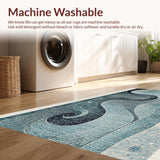 Ultra Soft Area Rug, Non Slip, Stain Resistant, Washable Area Rugs for Living Room, Bedroom, Elegant Kraken Rug With Artistic Tentacle Swirl Pattern For Decor(Blue)
