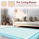 Ultra Soft Area Rug, Non Slip, Stain Resistant, Washable Area Rugs for Living Room, Bedroom, Lively Nautical Blue Accents(Beige)