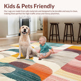 Ultra Soft Area Rug, Non Slip, Stain Resistant, Washable Area Rugs for Living Room, Bedroom, Colorful Beige Abstract Geometric Swirl Area(Yellow)