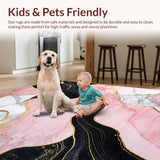 Ultra Soft Area Rug, Non Slip, Stain Resistant, Washable Area Rugs for Living Room, Bedroom, Abstract Pink and Black Fusion(Pink)