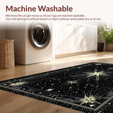 Ultra Soft Area Rug, Non Slip, Stain Resistant, Washable Area Rugs for Living Room, Bedroom, Sleek Astro-Inspired Geometric Elements(Black)