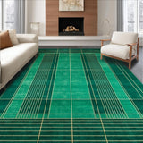 Ultra Soft Area Rug, Non Slip, Stain Resistant, Washable Area Rugs for Living Room, Bedroom, Abstract Gold Linear Artistry(Green)
