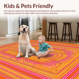 Ultra Soft Area Rug, Non Slip, Stain Resistant, Washable Area Rugs for Living Room, Bedroom, Dynamic Abstract Color Play(Orange)
