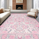 Ultra Soft Area Rug, Non Slip, Stain Resistant, Washable Area Rugs for Living Room, Bedroom, Delicate Petal Patterned Decor(Pink)