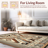 Ultra Soft Area Rug, Non Slip, Stain Resistant, Washable Area Rugs for Living Room, Bedroom, Weather Resistant Boho Area for Porch Balcony Camping Relaxation(Beige)