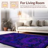 Ultra Soft Area Rug, Non Slip, Stain Resistant, Washable Area Rugs for Living Room, Bedroom, Contemporary Bold Dragon Imagery(Purple)